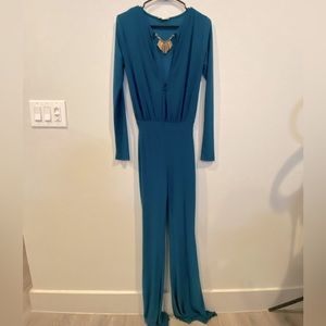 TEAL jumpsuit with gold
